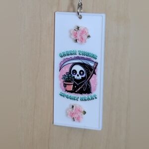 💀NEW 💀 Hand Crafted White and Pink Reaper  Key Holder